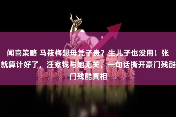 闻喜策略 马筱梅想母凭子贵？生儿子也没用！张兰早就算计好了，汪家钱与她无关，一句话撕开豪门残酷真相